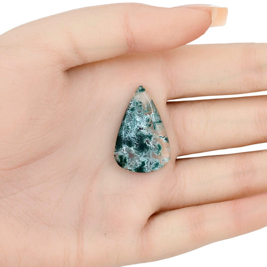 Horse Canyon Moss Agate 29.5x19.2x4.5 mm Pear Gemstone LS02393-36