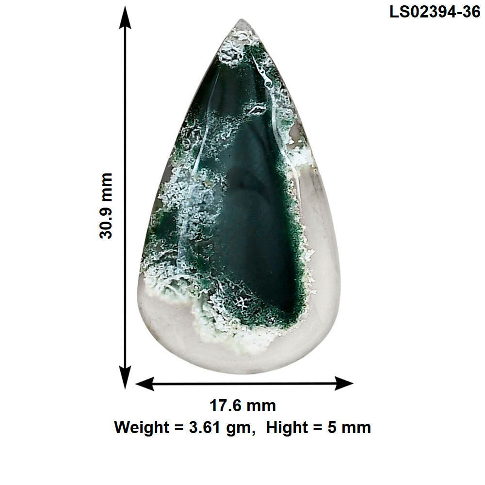 Horse Canyon Moss Agate 30.9x17.6x5 mm Pear Gemstone LS02394-36