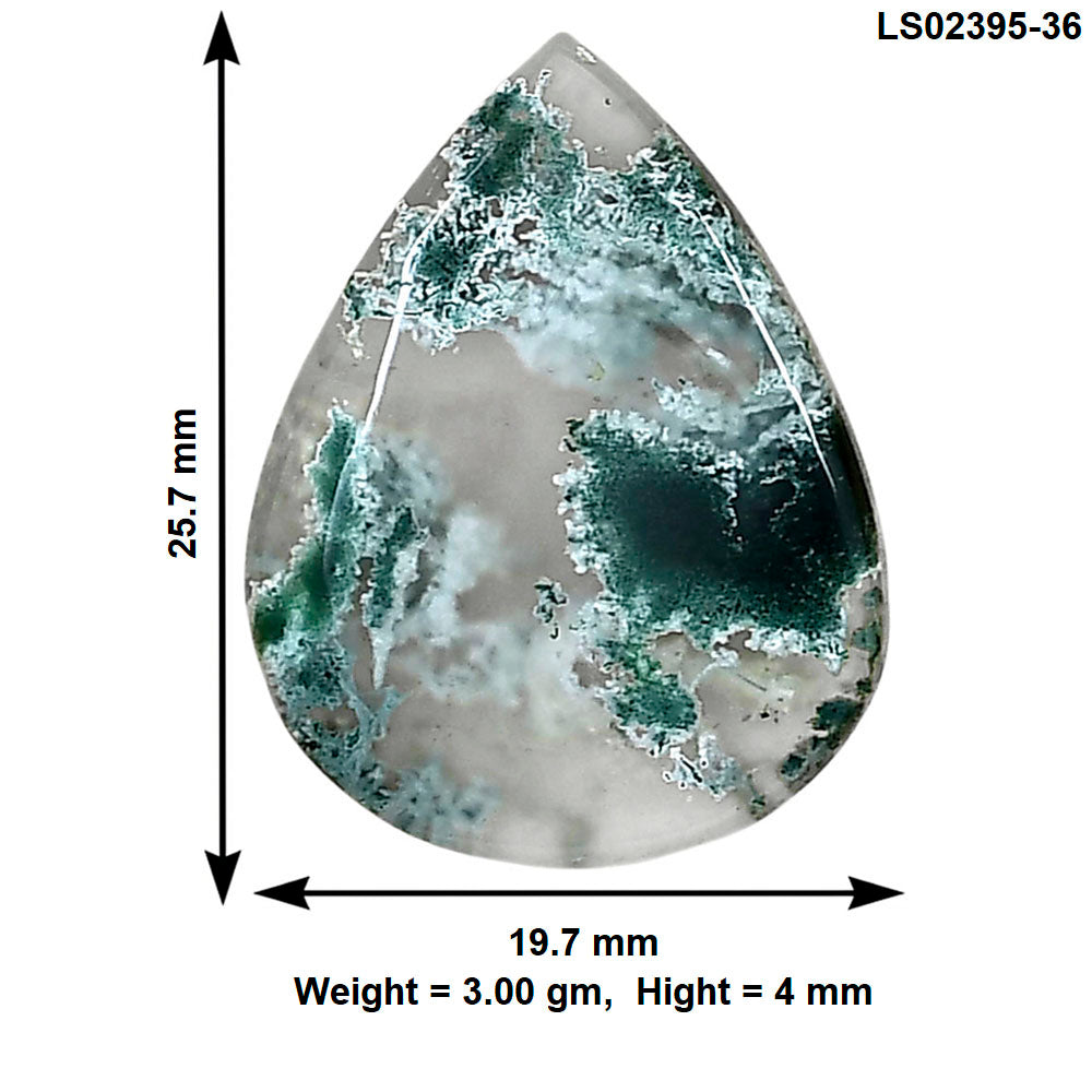 Horse Canyon Moss Agate 25.7x19.7x4 mm Pear Gemstone LS02395-36