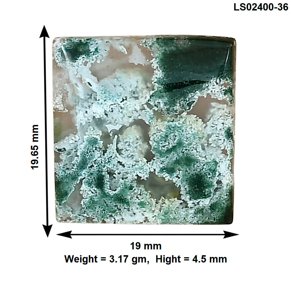 Horse Canyon Moss Agate 19.65x19x4.5 mm Baguette Gemstone LS02400-36