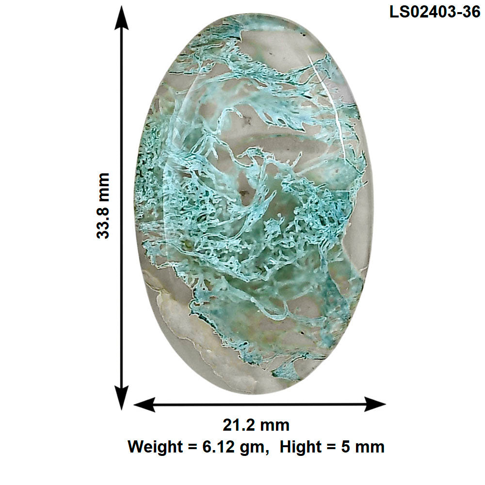 Horse Canyon Moss Agate 33.8x21.2x5 mm Oval Gemstone LS02403-36