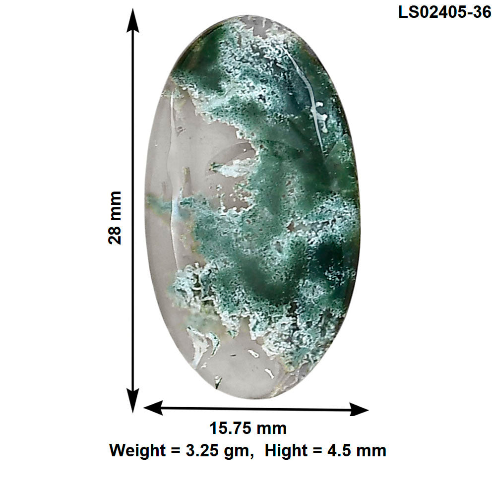 Horse Canyon Moss Agate 28x15.75x4.5 mm Oval Gemstone LS02405-36