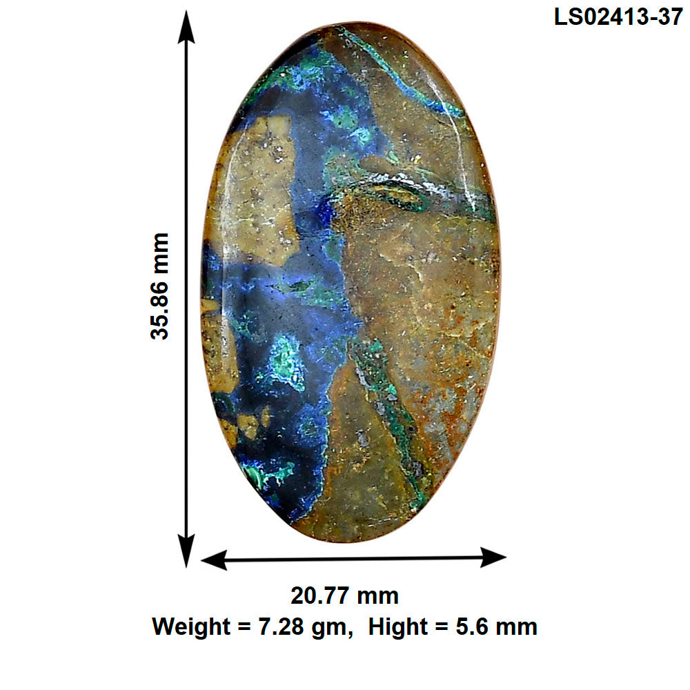 Azurite Chrysocolla 35.86x20.77x5.6 mm Oval Gemstone LS02413-37