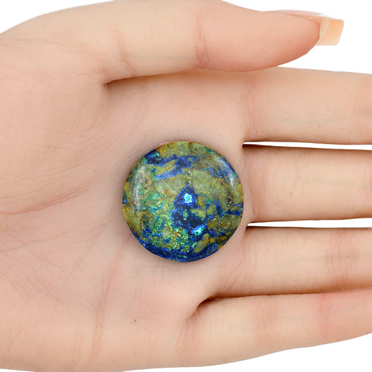 Azurite Chrysocolla 29.04x28.88x6 mm Round Gemstone LS02420-37