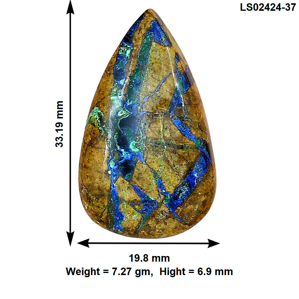 Azurite Chrysocolla 33.19x19.8x6.9 mm Pear Gemstone LS02424-37