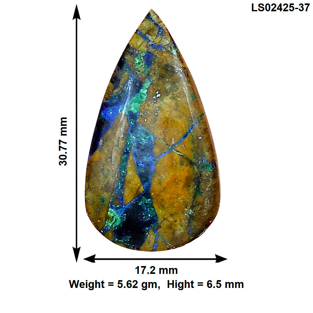 Azurite Chrysocolla 30.77x17.2x6.5 mm Pear Gemstone LS02425-37