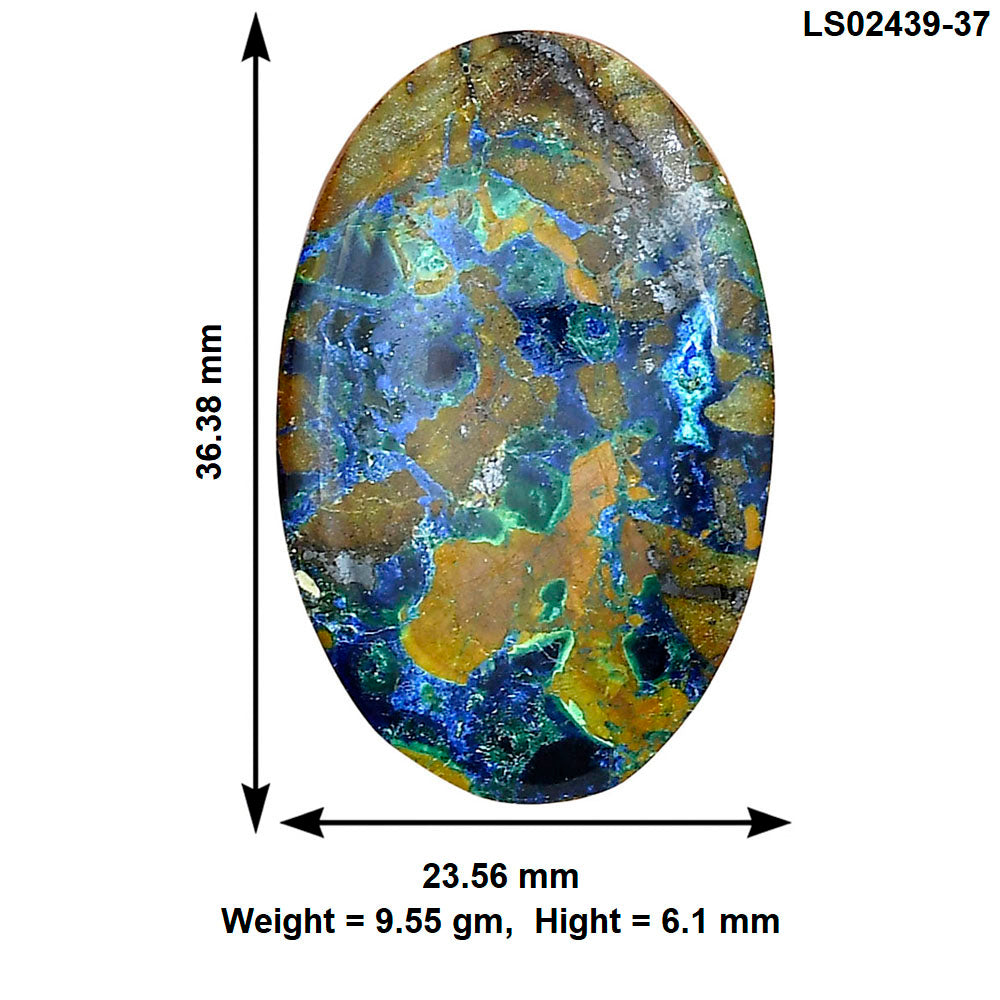 Azurite Chrysocolla 36.38x23.56x6.1 mm Oval Gemstone LS02439-37