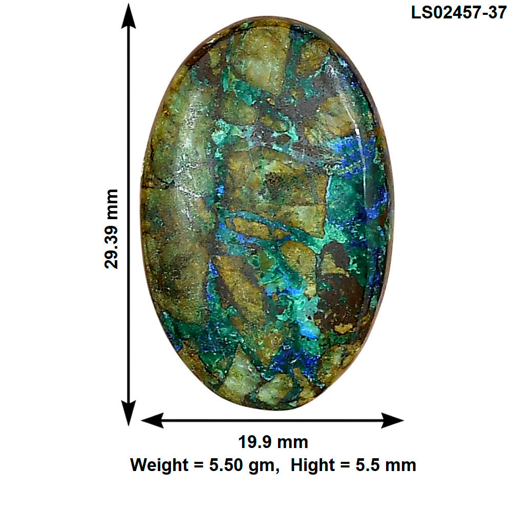 Azurite Chrysocolla 29.39x19.9x5.5 mm Oval Gemstone LS02457-37