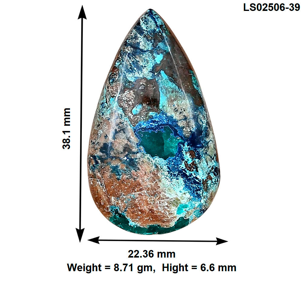 Shattuckite 38.1x22.36x6.6 mm Pear Gemstone LS02506-39