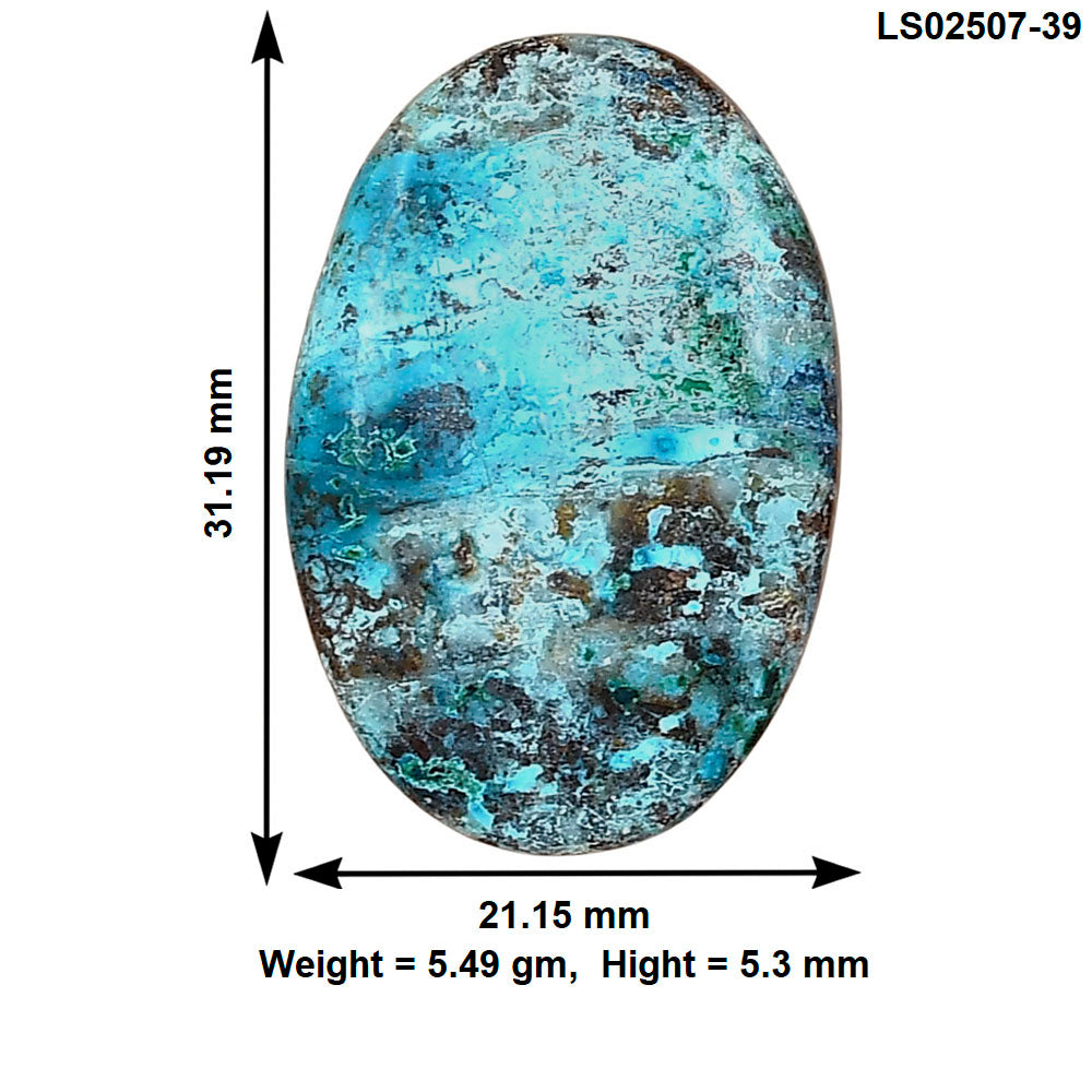 Shattuckite 31.19x21.15x5.3 mm Oval Gemstone LS02507-39