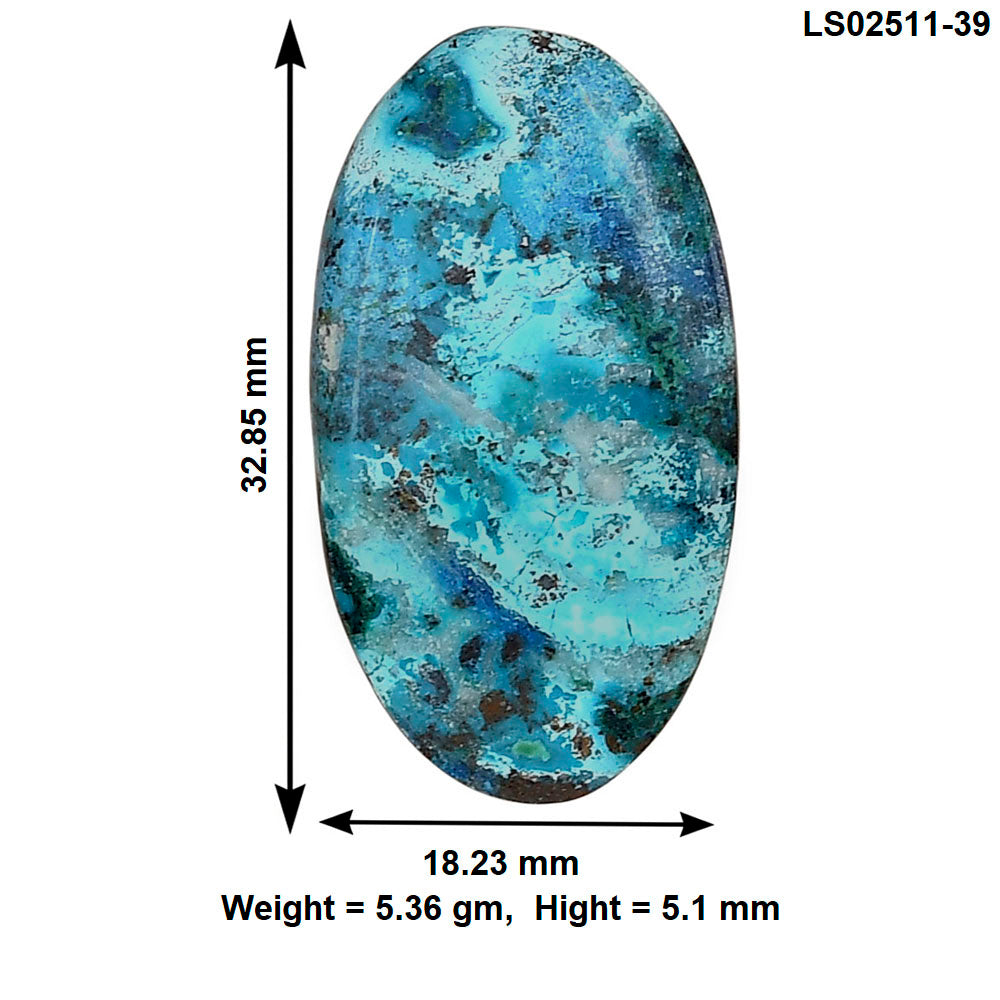 Shattuckite 32.85x18.23x5.1 mm Oval Gemstone LS02511-39