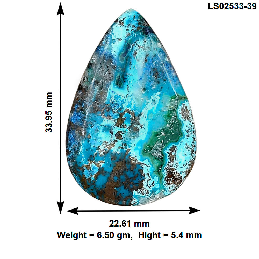Shattuckite 33.95x22.61x5.4 mm Pear Gemstone LS02533-39