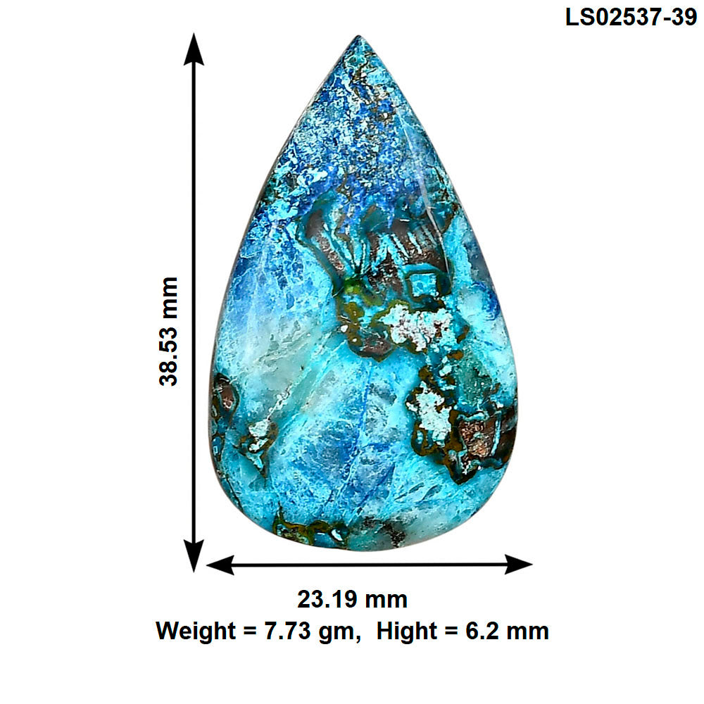 Shattuckite 38.53x23.19x6.2 mm Pear Gemstone LS02537-39
