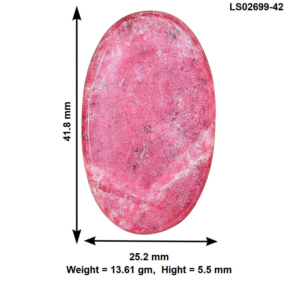 Pink Thulite 41.8x25.2x5.5 mm Oval Gemstone LS02699-42