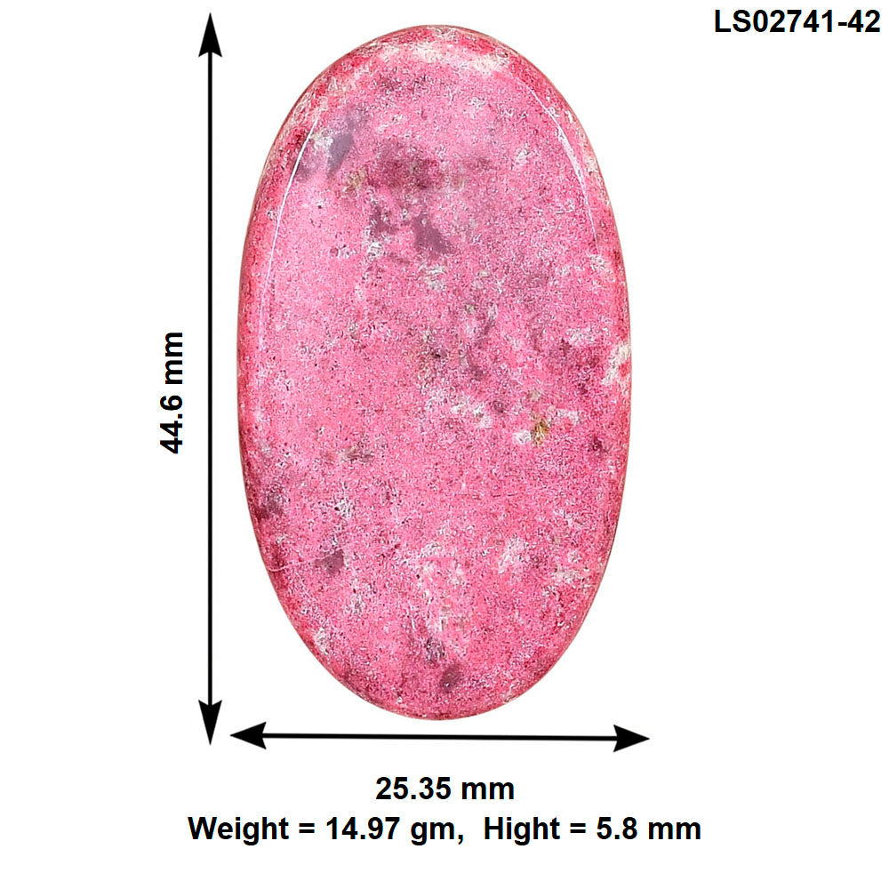 Pink Thulite 44.6x25.35x5.8 mm Oval Gemstone LS02741-42