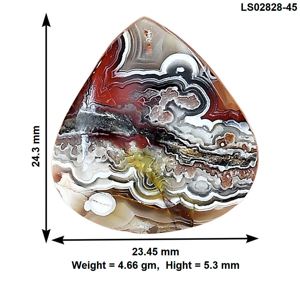 Laguna Lace Agate 24.3x23.45x5.3 mm Heart Gemstone LS02828-45