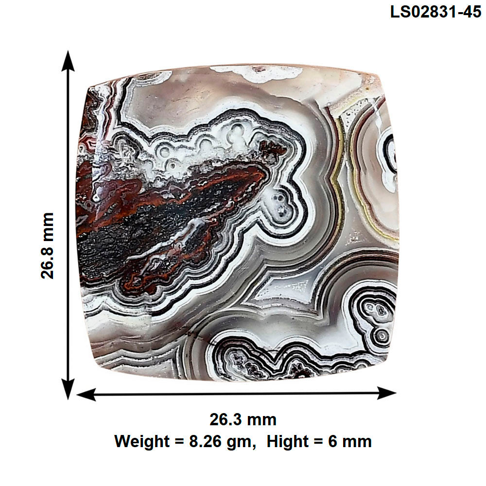 Laguna Lace Agate 26.8x26.3x6 mm Baguette Gemstone LS02831-45