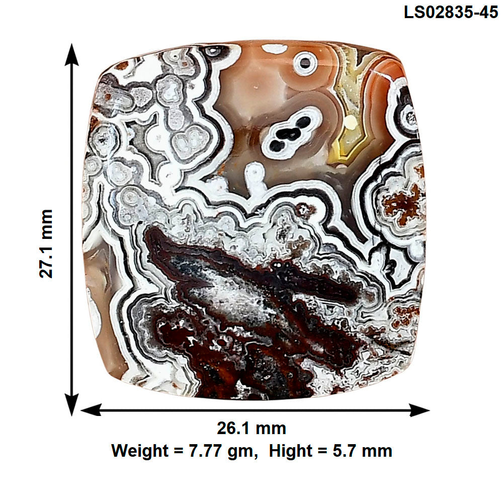 Laguna Lace Agate 27.1x26.1x5.7 mm Baguette Gemstone LS02835-45