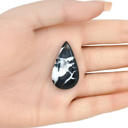 Black Septarian 34x19.55x6.5 mm Pear Gemstone LS02883-47