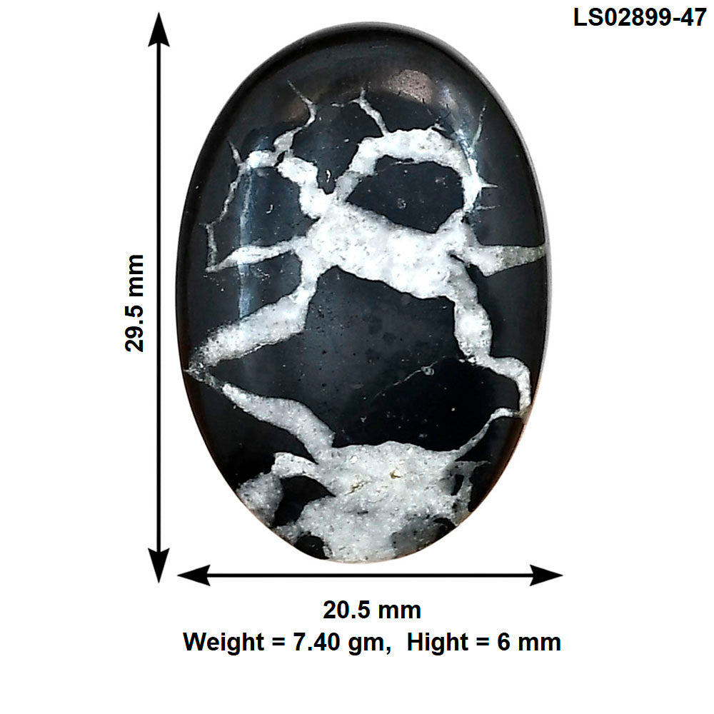 Black Septarian 29.5x20.5x6 mm Oval Gemstone LS02899-47