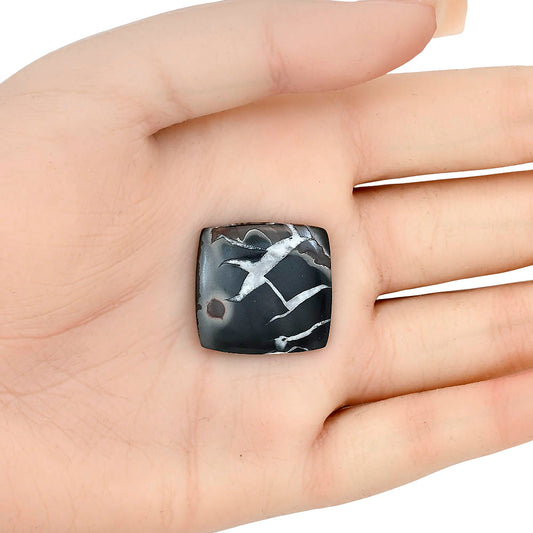 Black Septarian 23.5x22.6x3.5 mm Baguette Gemstone LS02905-47