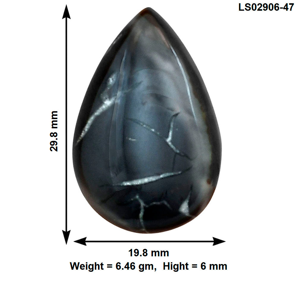 Black Septarian 29.8x19.8x6 mm Pear Gemstone LS02906-47