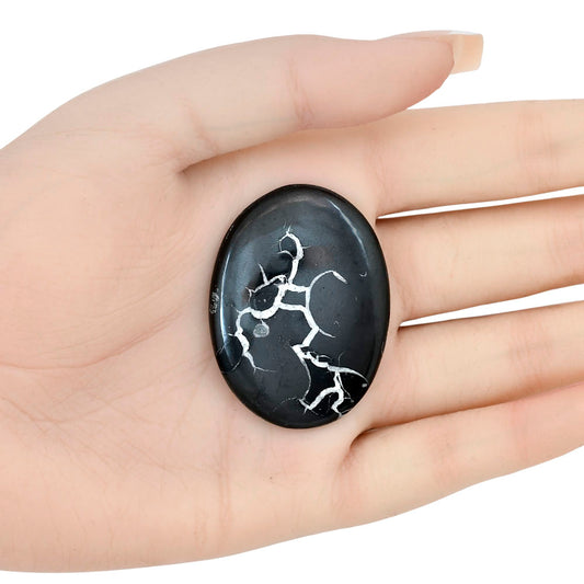 Black Septarian 43.6x32.3x4.5 mm Oval Gemstone LS02915-47