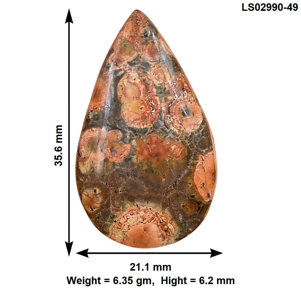 Poppy Jasper 35.6x21.1x6.2 mm Pear Gemstone LS02990-49