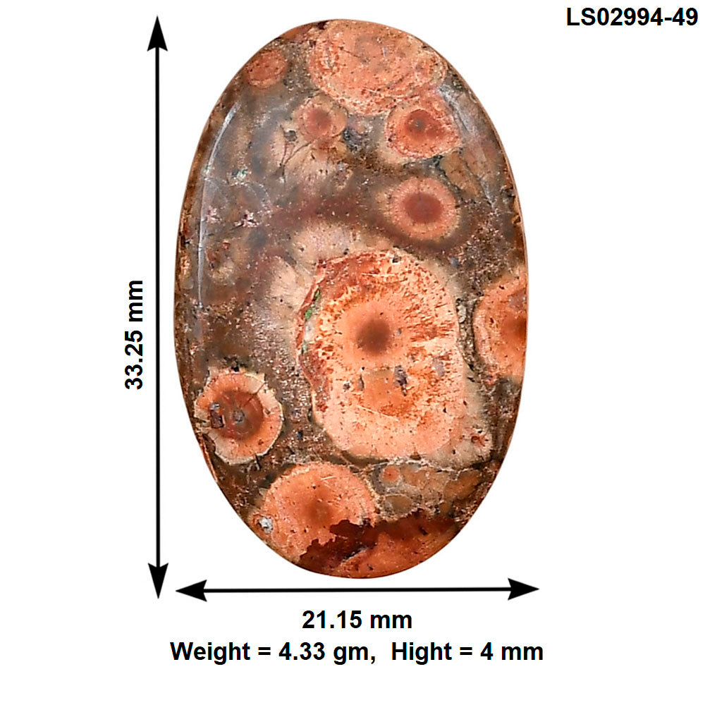 Poppy Jasper 33.25x21.15x4 mm Oval Gemstone LS02994-49