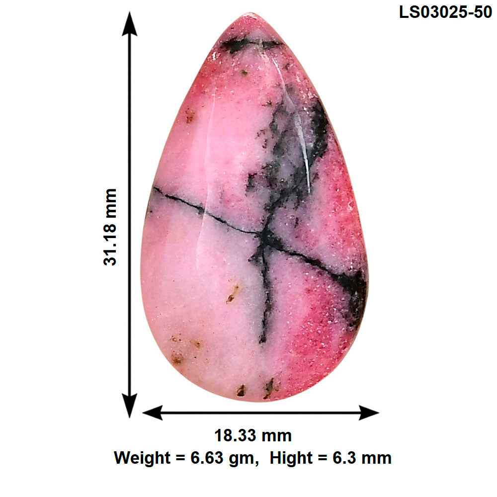 Rhodonite 31.18x18.33x6.3 mm Pear Gemstone LS03025-50