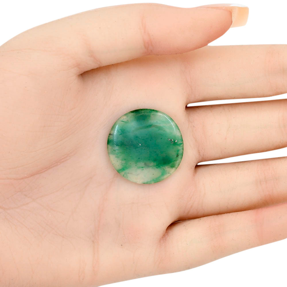 Nephrite Jade 24.8x24.8x3 mm Round Gemstone LS03356-55