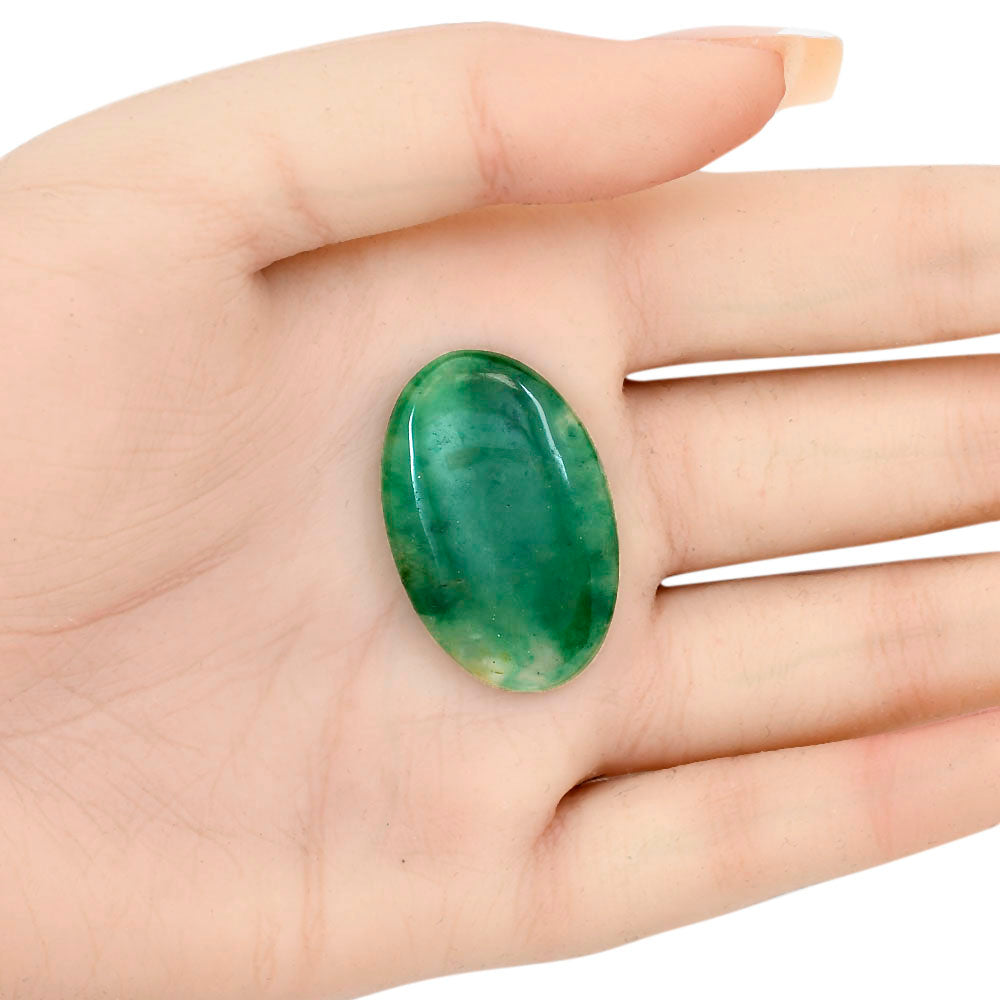 Nephrite Jade 33x21.4x5 mm Oval Gemstone LS03379-55