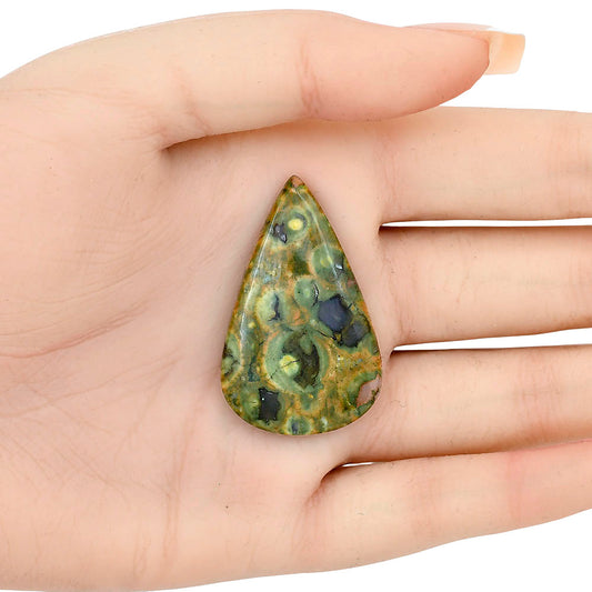 Rhyolite - Rainforest Jasper 40.6x25.3x5.5 mm Pear Gemstone LS03466-58