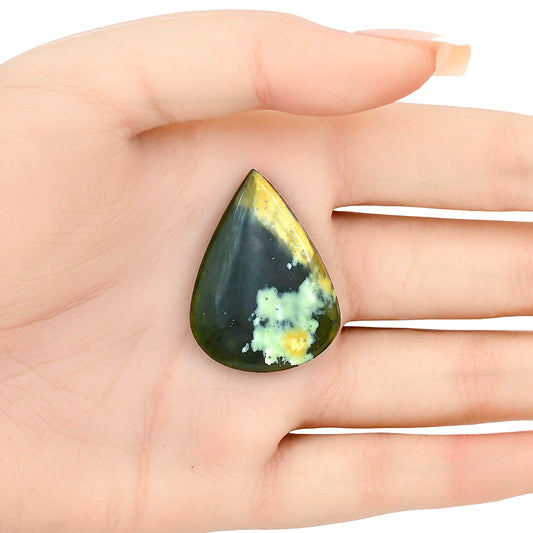 Chrome Chalcedony 34.7x25.6x5.5 mm Pear Gemstone LS03594-61