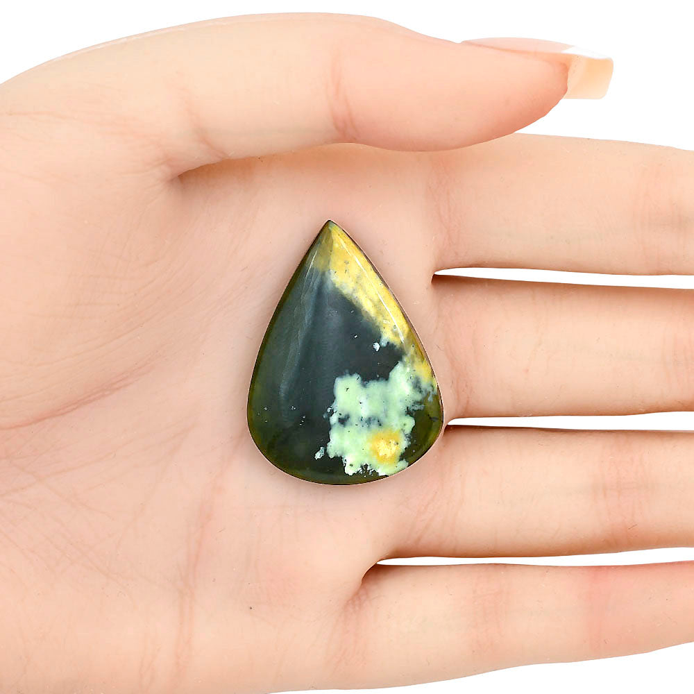 Chrome Chalcedony 34.7x25.6x5.5 mm Pear Gemstone LS03594-61