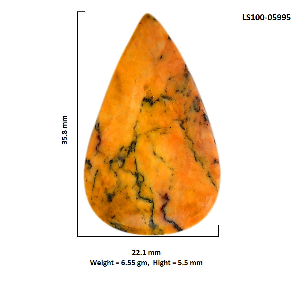 Honey Dendritic Opal 22.1x35.8x5.5 mm Pear Shape Polished Gemstone LS100-05995