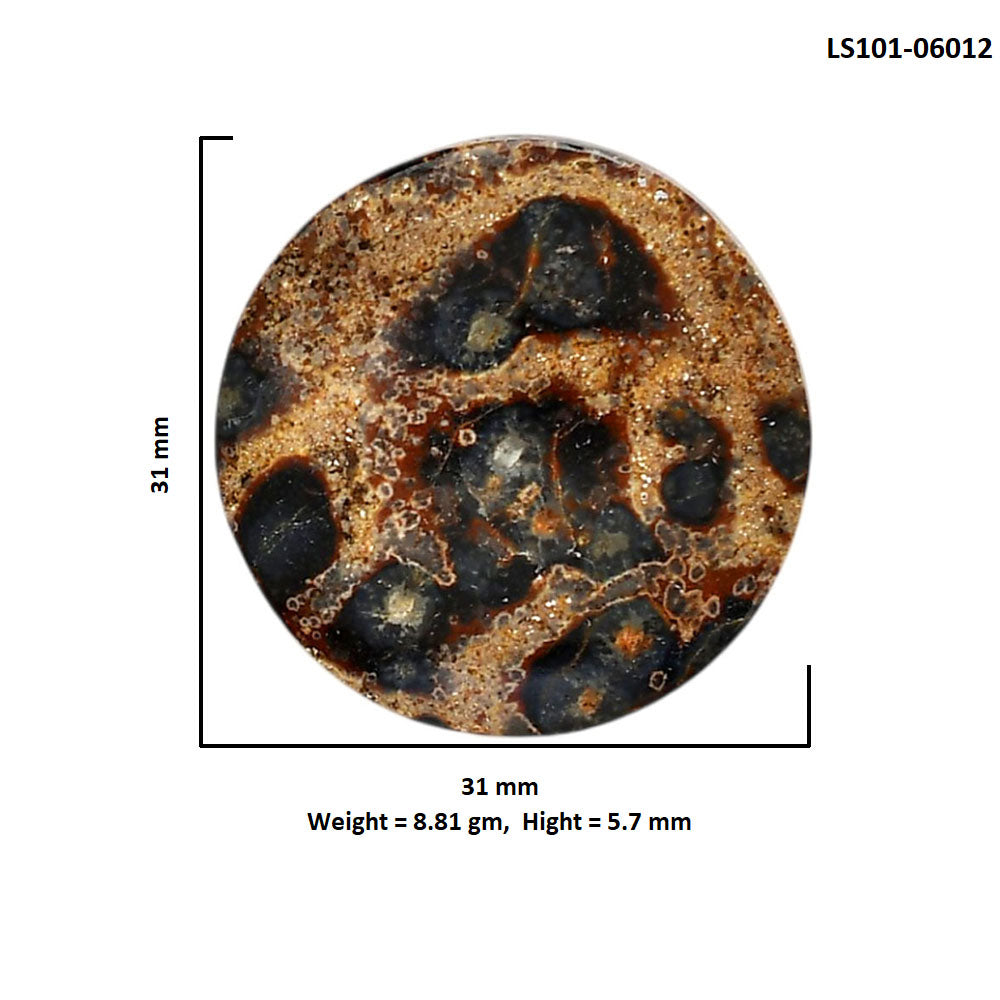 Viper Skin Jasper 31x31x5.7 mm Round Shape Polished Gemstone LS101-06012
