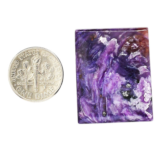 Siberian Charoite 24.2x30.2x6 mm Baguette Shape Polished Gemstone LS102-06033