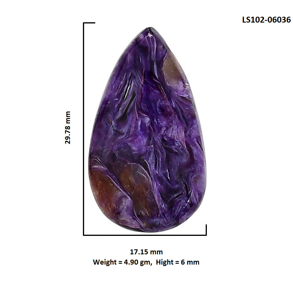 Siberian Charoite 17.15x29.78x6 mm Pear Shape Polished Gemstone LS102-06036