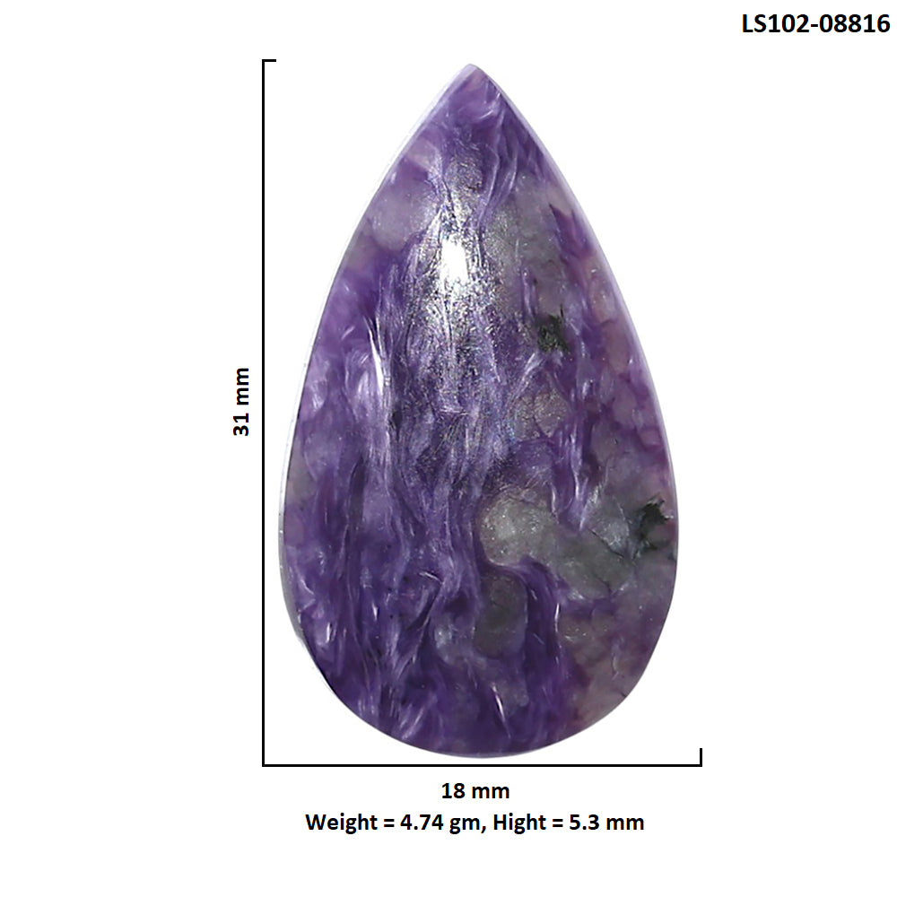 Siberian Charoite 18x31x5.3 mm Pear Shape Polished Gemstone LS102-08816