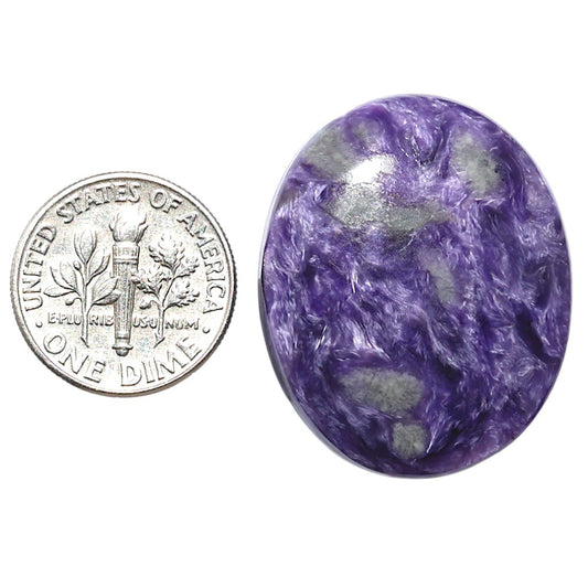 Siberian Charoite 24.6x30.2x6 mm Oval Shape Polished Gemstone LS102-08838