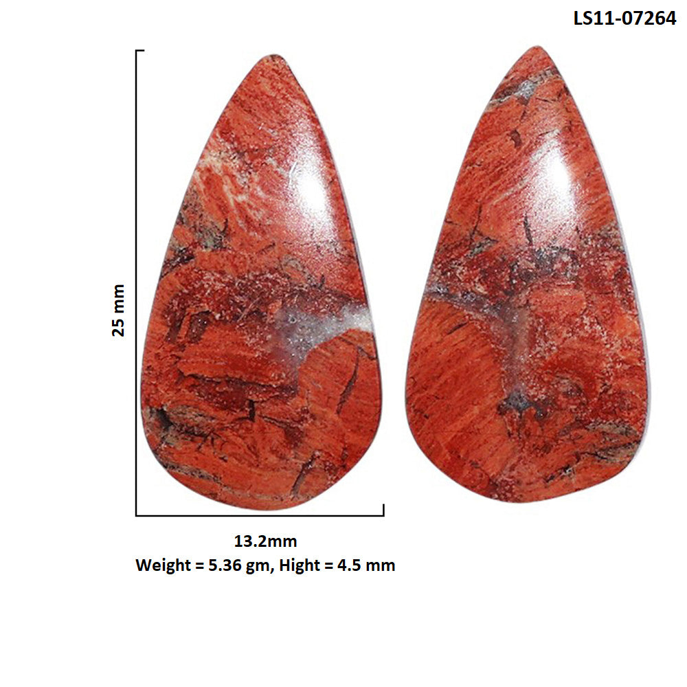 Snake Skin Jasper Pair 13.2x25x4.5 mm Pear Shape Polished Gemstone LS11-07264