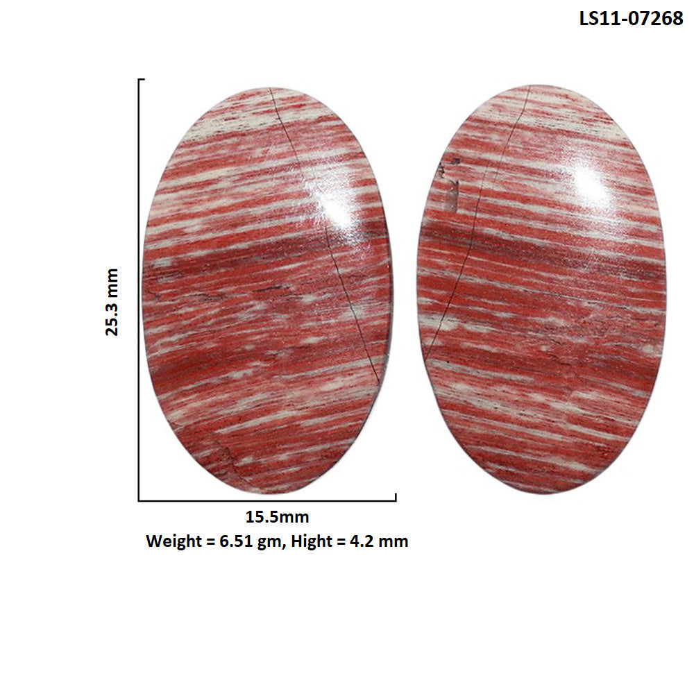 Snake Skin Jasper Pair 15.5x25.3x4.2 mm Oval Shape Polished Gemstone LS11-07268