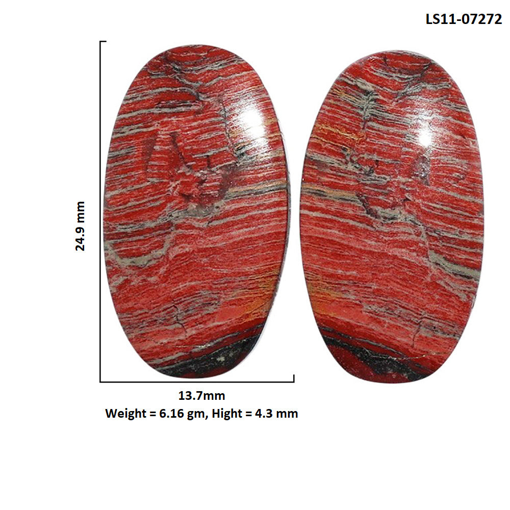 Snake Skin Jasper Pair 13.7x24.9x4.3 mm Oval Shape Polished Gemstone LS11-07272