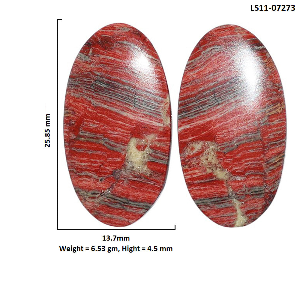 Snake Skin Jasper Pair 13.7x25.85x4.5 mm Oval Shape Polished Gemstone LS11-07273