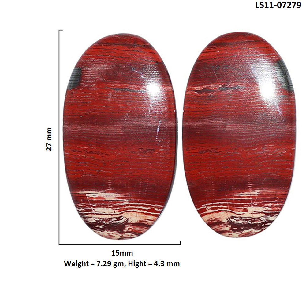Snake Skin Jasper Pair 15x27x4.3 mm Oval Shape Polished Gemstone LS11-07279