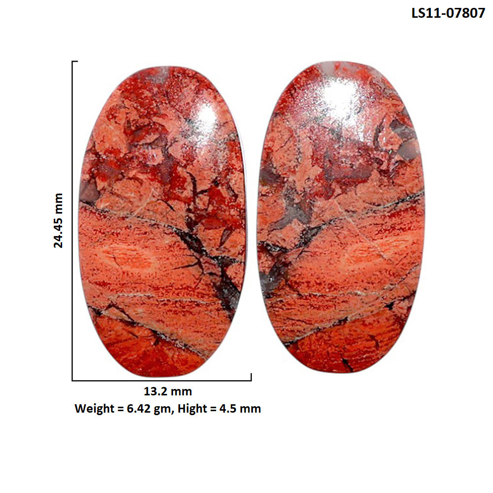 Snake Skin Jasper Pair 13.2x24.45x4.5 mm Oval Shape Polished Gemstone LS11-07807