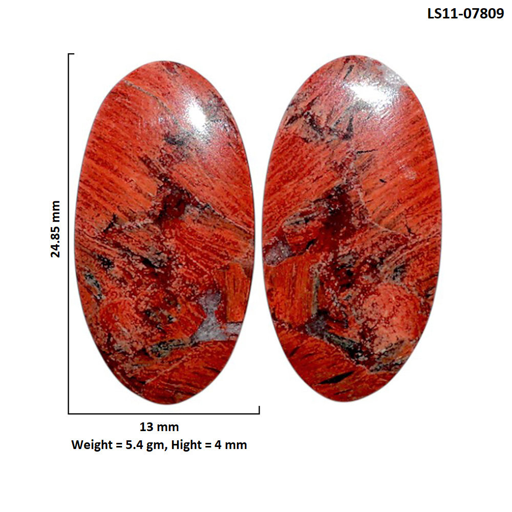 Snake Skin Jasper Pair 13x24.85x4 mm Oval Shape Polished Gemstone LS11-07809