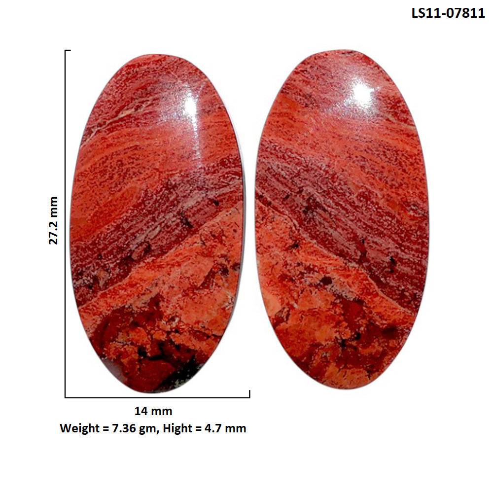 Snake Skin Jasper Pair 14x27.2x4.7 mm Oval Shape Polished Gemstone LS11-07811