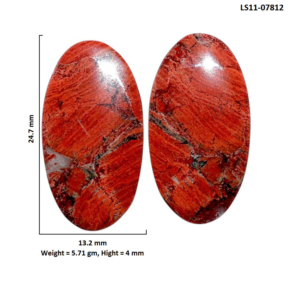 Snake Skin Jasper Pair 13.2x24.7x4 mm Oval Shape Polished Gemstone LS11-07812